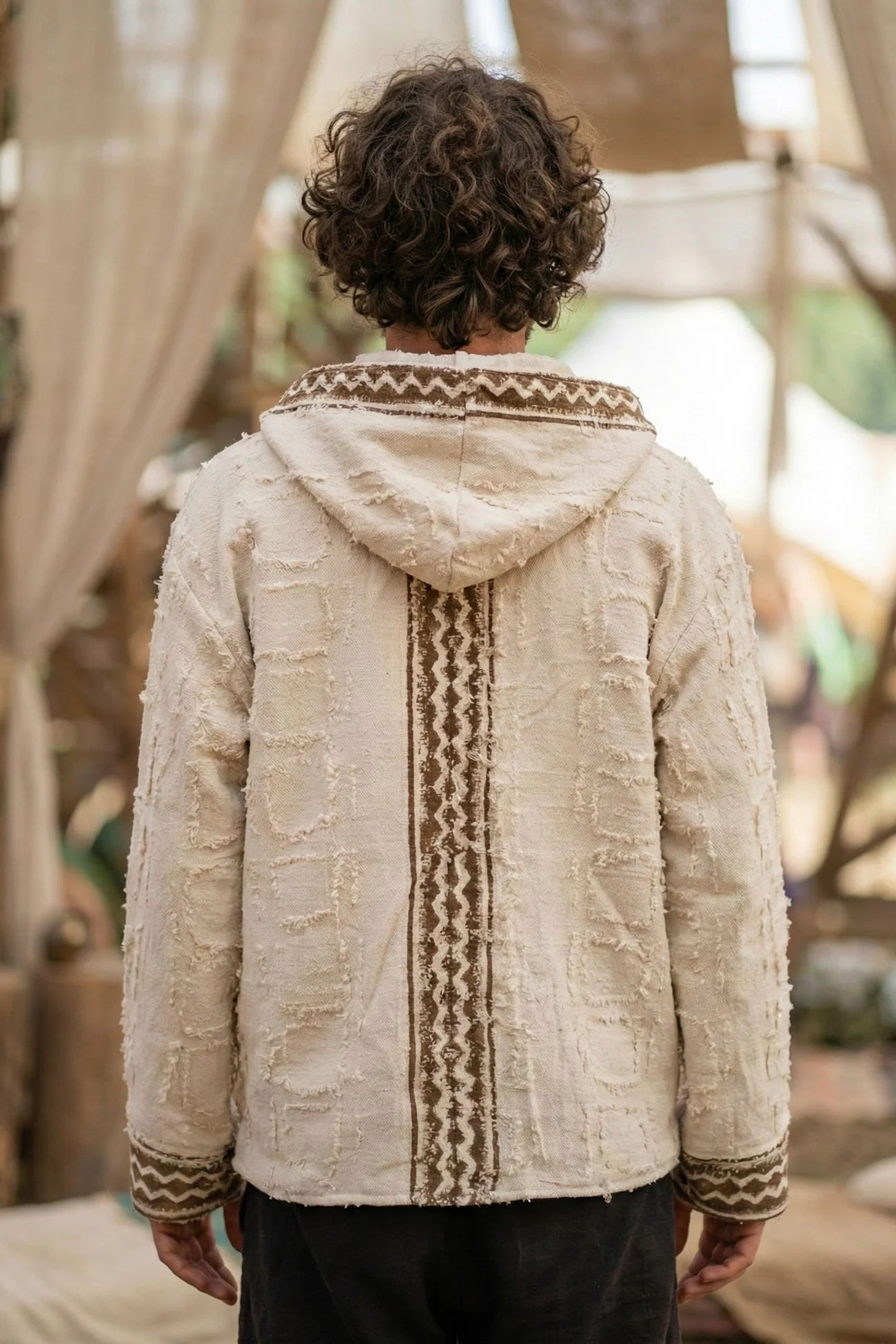 Rasa Earthy Textured Bohemian Button Jacket